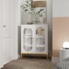 GlasFlength Decorative Storage Cabinets Bathroom Cabinet with Fluted Glass 2 Doors Kitchen Cabinets, White, 31.5"*15.74"*39.96" - 4 of 4