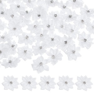 Unique Bargains Artificial Satin Durable Flexible Decorative Mini Ribbon Flowers with Rhinestones 1.2 Inch 200 Pcs - 1 of 4
