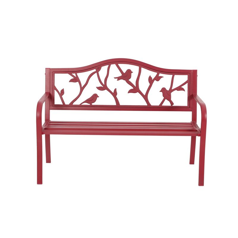 Metal Patio Bench with Steel Frame - Red - Captiva Designs, 3 of 9