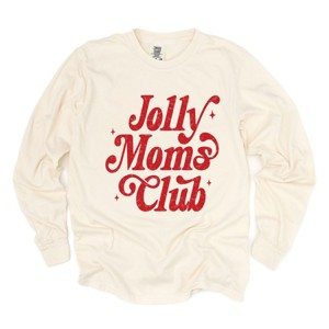 Jolly Mom's Club Distressed - Women's Garment Dyed Long Sleeve Graphic T-Shirt - 1 of 4