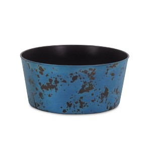 HomeRoots 12" Blue Recycled Plastic Indoor Outdoor Round Pot Planter - 1 of 3