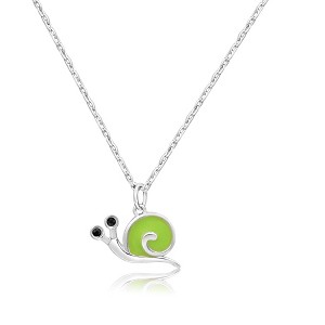 Chanteur Hypoallergenic Kids Jewelry Accessories Snail Green Enamel White Gold Palladium Plating Necklace Pendant - 1 of 1