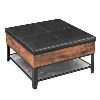 31.5" Leatherette Coffee Table with Lift Top Storage Brown - Benzara