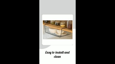 Basicwise Hanging Under Shelf Metal Storage Basket, Set of 2