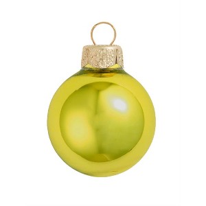 Northlight 28ct Soft Yellow Shiny Finish Glass Christmas Ball Ornaments - 2" (50mm) - 1 of 4