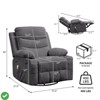 Swivel Rocker Recliner Chair with Massage and Heat 360° Oversized Recliner Single Sofa Seat - 2 of 4