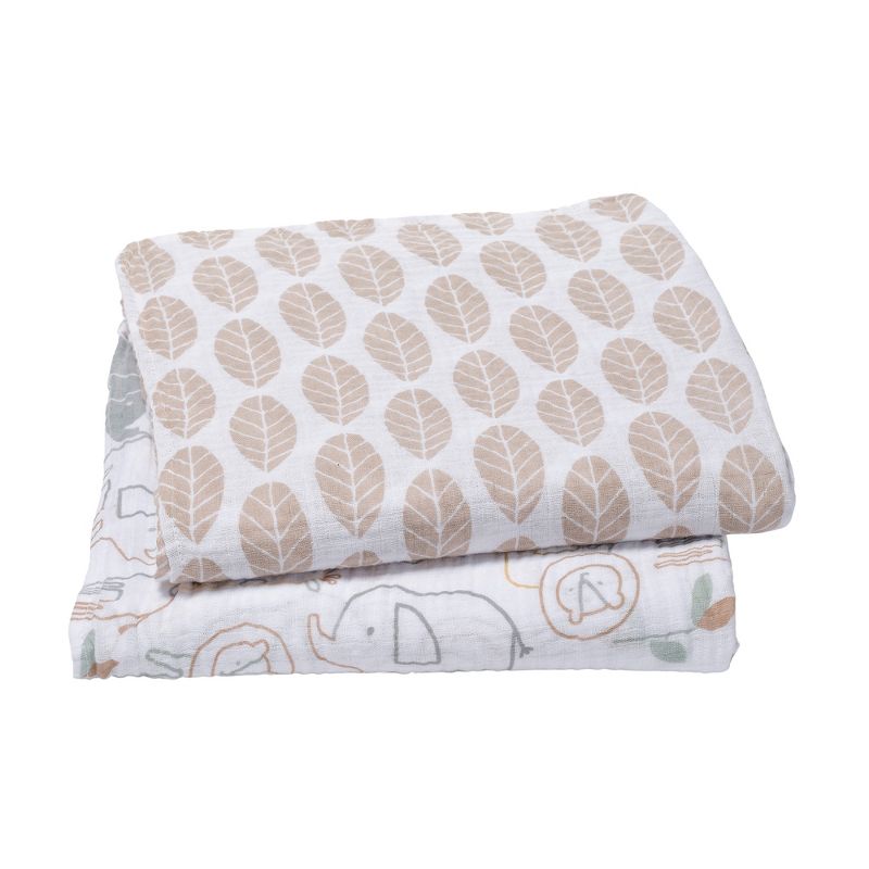 Lambs & Ivy Jungle Story 100% Cotton Muslin Safari Swaddle Blankets - 2 Pack, 5 of 8