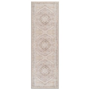 World Rug Gallery Valora Red Vintage Medallion Washable Low-Pile Indoor Area Rug with Non-Slip Backing - 1 of 4