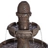 Rendaux 43" High Large Italian Outdoor Decor Gray Faux Stone Floor Fountain with Light LED 3-Tier Outside Garden Patio Yard Backyard - 3 of 4