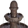 John Timberland Italian Style 3 Tier Outdoor Floor Water Fountain with Light LED 43" High Gray Faux Stone Garden Patio Backyard - image 3 of 4