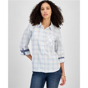 Tommy Hilfiger Womens Pebble Plaid Button Up Shirt - 1 of 1