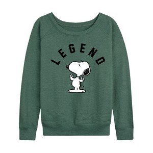 Women's - Peanuts - Snoopy and Friends Lightweight French Terry Wide Neck Long Sleeve Shirt - 1 of 4