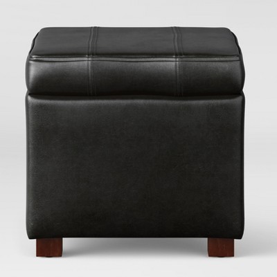 black leather ottoman target