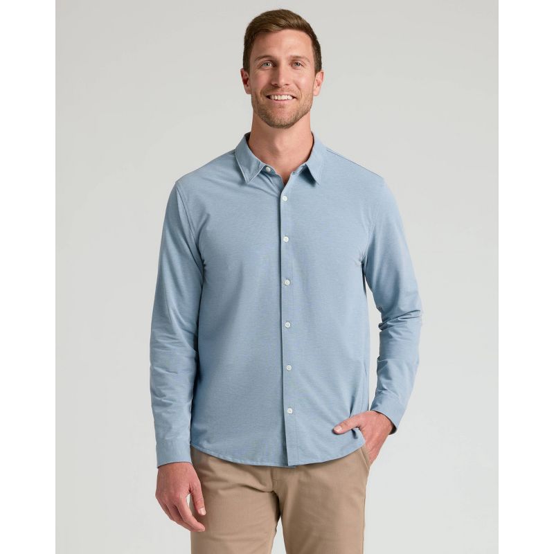 True Classic Men's Stretch Oxford Dress Shirt - Blue S