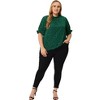 Women's Plus Size Glitter Pleated Keyhole Back Star Print Puff Sleeve Blouses - Agnes Orinda - 3 of 4