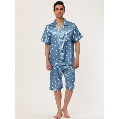 Ten West Men's Sleepwear Short Sleeve and Pajamas White Light Blue Plaid L 