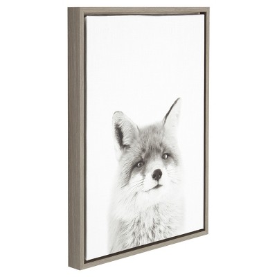 Gray Framed Fox Canvas Art for Kids, 24"x18"