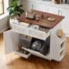 Kitchen Island with Drop Leaf, Rolling Kitchen Cart with Removable Side Shelf, Hidden Tilt Trash Cabinet, Drawers and Adjustable Storage - 2 of 4