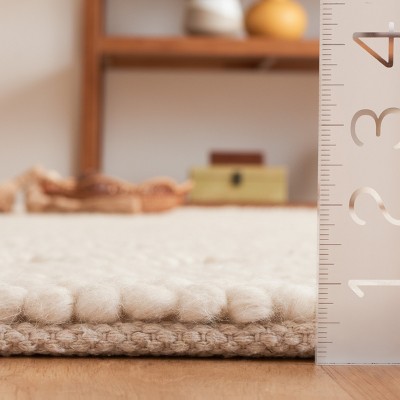 Beige Flat Woven Wool 4' x 6' Handmade Area Rug