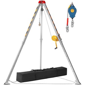 VEVOR Confined Space Tripod Kit, Confined Space Tripod 7' Legs Bracket and 98' Cable, Confined Space Rescue Tripod 32.8' Fall Protection Silver - 1 of 4