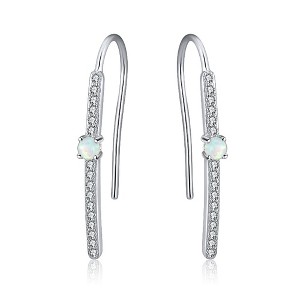 Fish Hook Drop Earrings for Women Sterling Silver Opal Cz Ginger Lyne Collection - 1 of 4