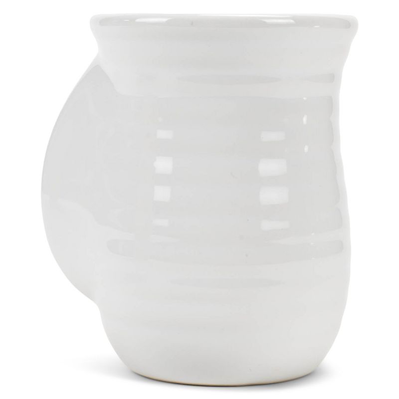 Elanze Designs Ribbed 14 ounce Ceramic Stoneware Handwarmer Mug, White, 1 of 6