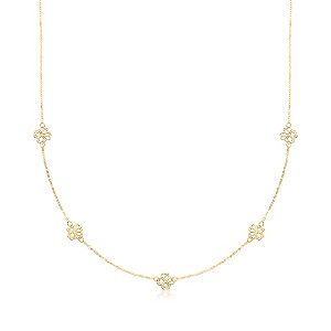 Ross-Simons Italian 10kt Yellow Gold Flower Station Necklace - 1 of 2