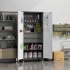 SUXXAN 71" H Metal Garage Storage Cabinet with Wheels,Rolling Tool Storage Cabinet with 2 Drawers and Pegboard,Required Assembly,Black and Grey - 2 of 4