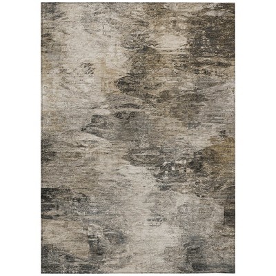 Taupe Beige And Brown Abstract Washable Indoor Outdoor Area Rug