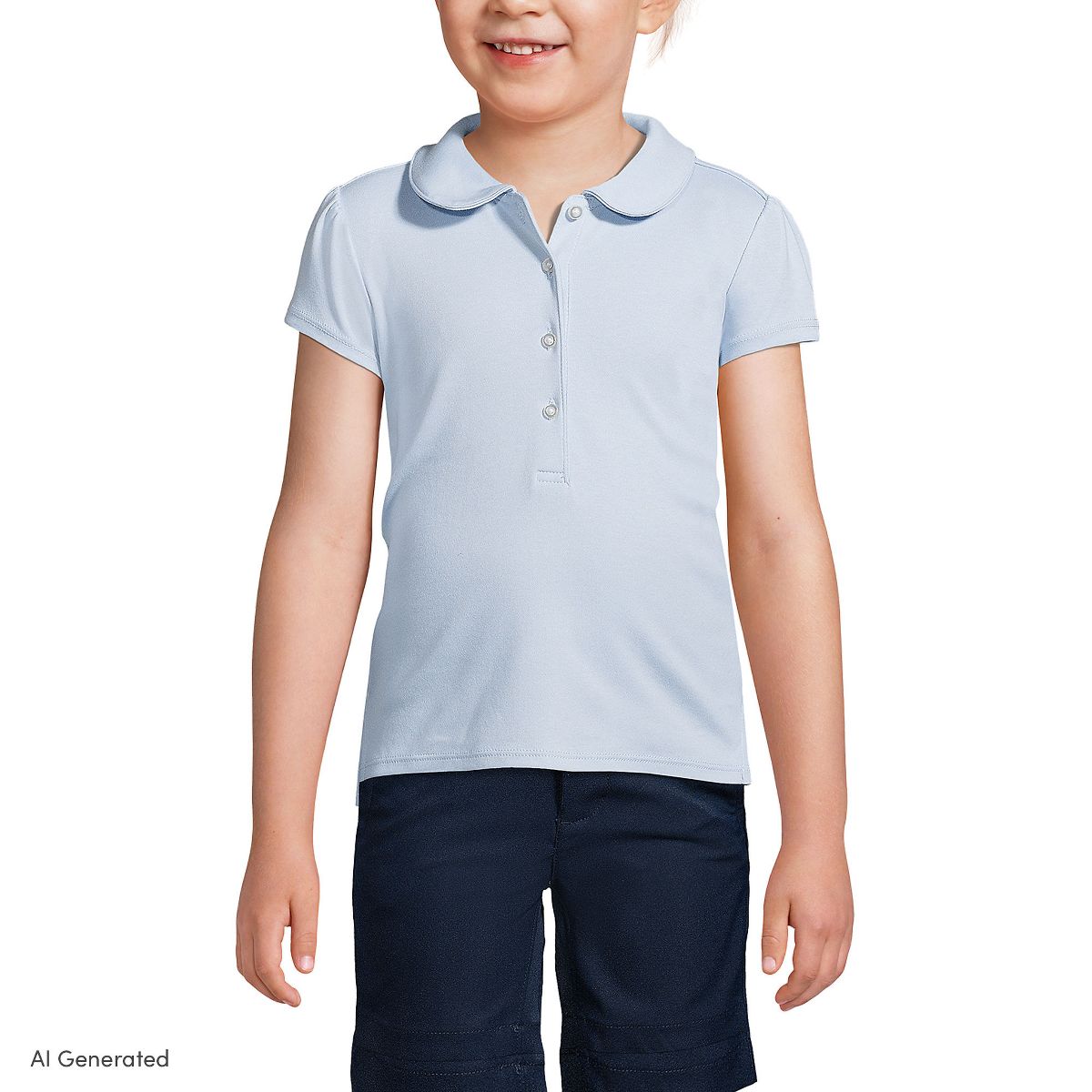 Lands' End Kids Short Sleeve Peter Pan Collar Polo Shirt