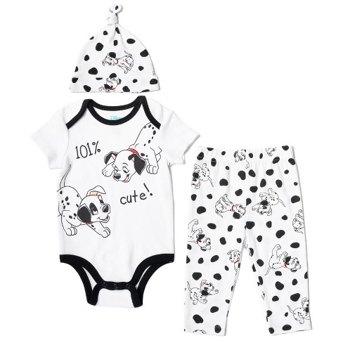 Disney 101 Dalmations Patch Newborn Baby Boys 3 Piece Outfit Set Cuddly Bodysuit Pants Hat White 0 3 Months Target