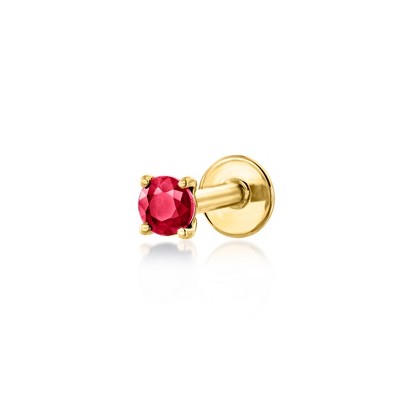Pure Collection by Ross-Simons 0.20 Carat Ruby Single Flat-Back Stud Earring in 14kt Yellow Gold