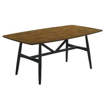 71" Bernst Mid-Century Modern Rectangle Dining Table Antique Oak/Black - miBasics