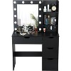 Makeup Vanity Table with Lights & Charging Station - 3 Lighting Modes, Adjustable Brightness - Vanity Desk with 4 Large Drawers & Open Storage - 2 of 4