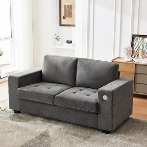 70Inch Modular Sectional Sofa, Modern 2 Seater Sectional Couches for Living Room, Chenille Fabric Couch with Charging Port and Storage Pocket - 1 of 4
