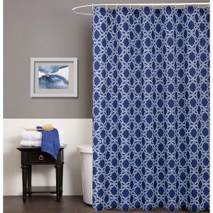 Dainty Home 3D Printed Textured Waffle Weave  Shower Curtain - 1 of 3