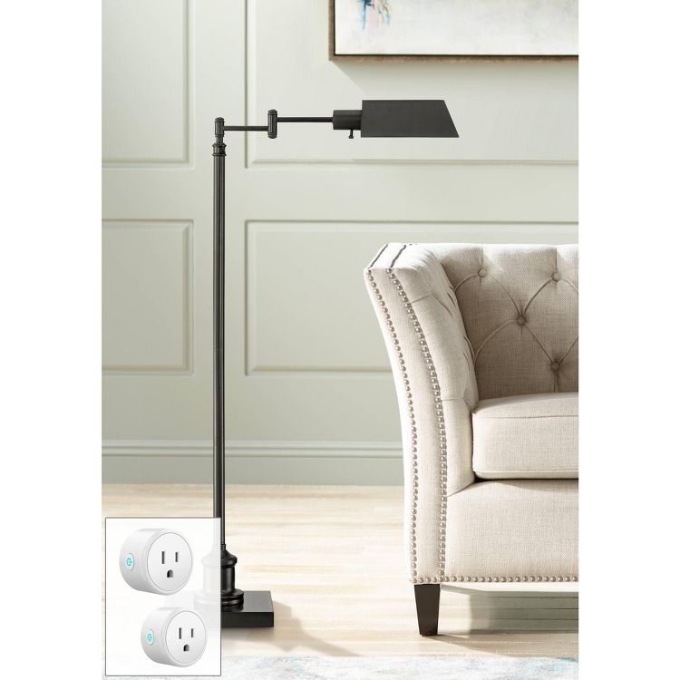 Regency Hill Jenson Traditional 54" Tall Pharmacy Floor Lamp with Smart Socket Dark Bronze Adjustable Swing Arm for Living Room Reading House, 2 of 9