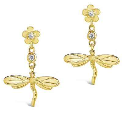 SHINE by Sterling Forever CZ Dragonfly Dangle Earrings