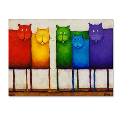 Colorful Rainbow Cats Canvas Art for Kids Nursery