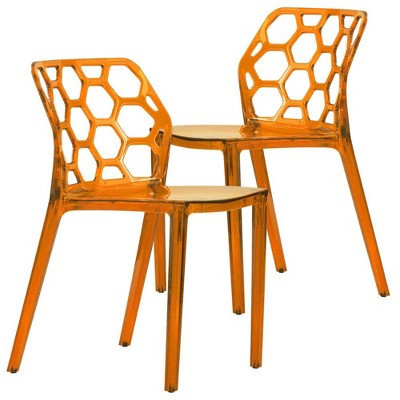 LeisureMod Dynamic Modern Plastic Dining Chair Set of 2