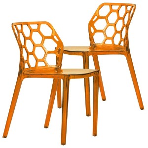 LeisureMod Dynamic Modern Plastic Dining Chair Set of 2 - 1 of 4