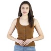 Artyska Women's Summer Round Neck Ribbed Button Down Sleeveless Casual Tank Crop Tops - 2 of 4