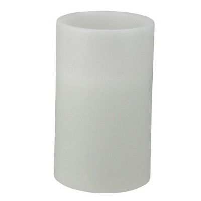 Northlight 10" Prelit LED Battery Operated Flameless 3-Wick Flickering Pillar Candle - White