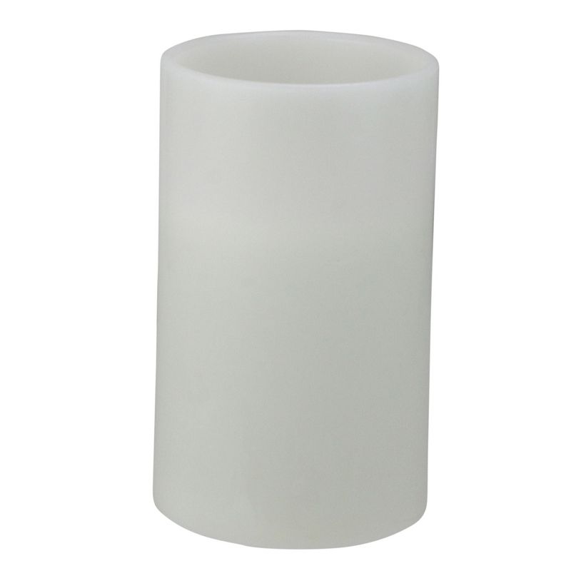 Northlight 10" Prelit LED Battery Operated Flameless 3-Wick Flickering Pillar Candle - White, 1 of 4