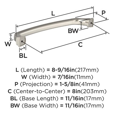 Satin Nickel 8" Brushed Cabinet Drawer Pull with Mounting Hardware