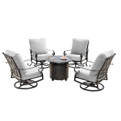 Propane fire best sale table with chairs