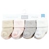 Hudson Baby Infant Girls Cotton Rich Newborn and Terry Socks, Pink Gray Stripe - 2 of 4