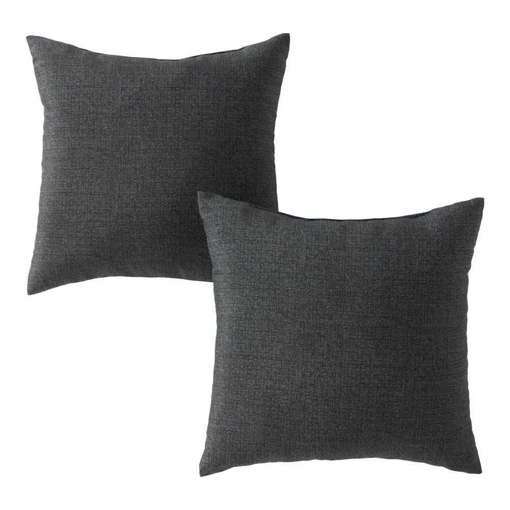 Photos - Pillow 2pk 17"x17" Kensington Garden Square Outdoor Throw  Carbon: UV & Water-Resistant, Recycled Fill