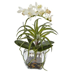 Nearly Natural 13-in Orchid and Succulent Mixed Arrangement with Glass Vase - 1 of 1