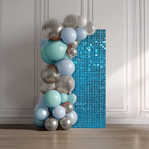 LAGarden 12 Pcs Shimmer Wall Backdrop Panels Blue Square Sequin Party Decoration 3x4 Ft - 1 of 4